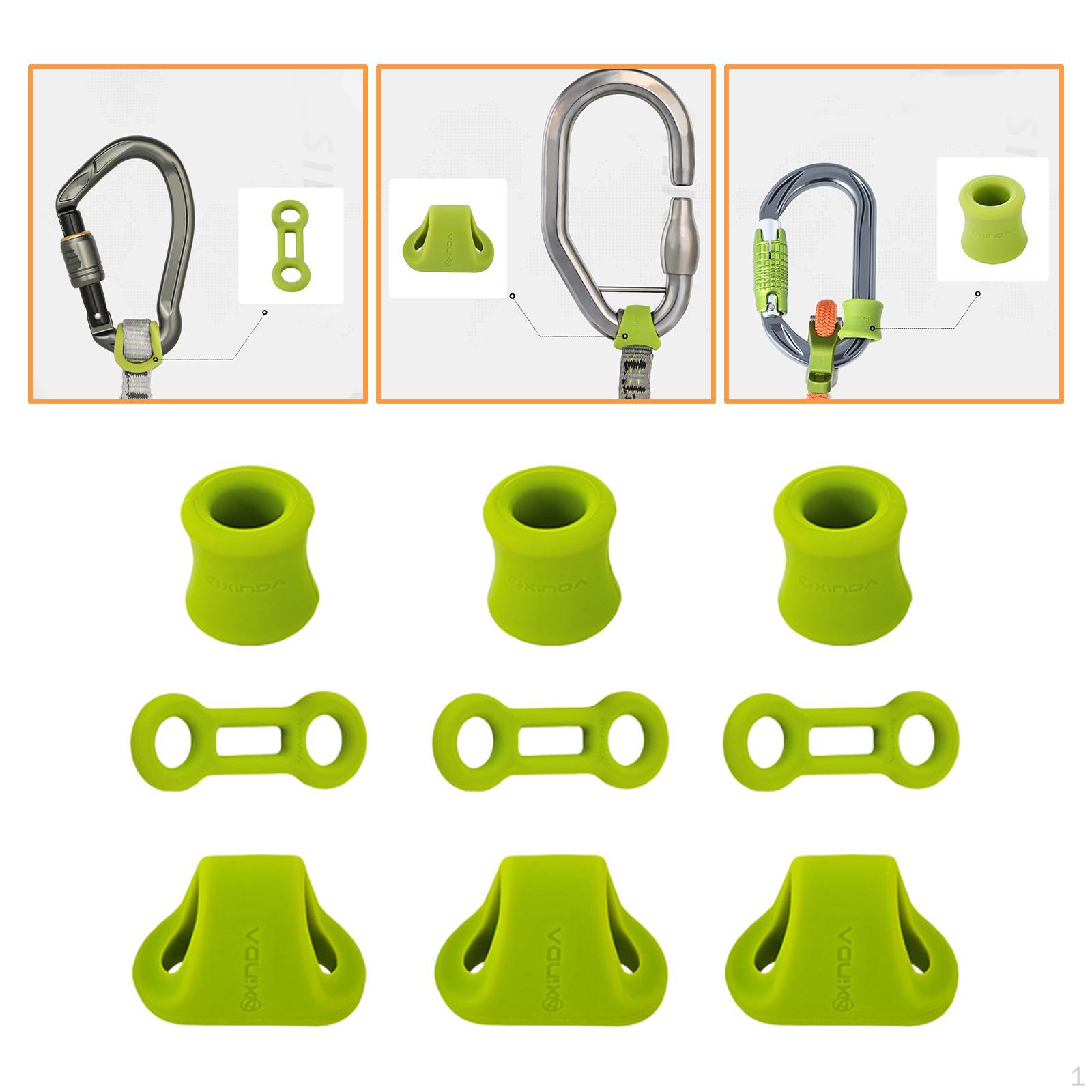 

9 Веревочный альпинистский карабин с блокировкой, Спусковое устройство для раппеля, Позиционирующее устройство, Силиконовый фиксатор зелёный