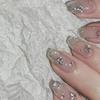 24Pcs Cute Short Square Press On Nails Cat Eye Glitter Diamond Full Cover Artificial Nail Tips For Girls