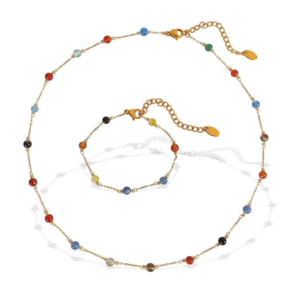 Creative Jewelry Set Chain Women'S Versatile Simple Collarbone Chain Bracelet Pearl Necklace Set Women