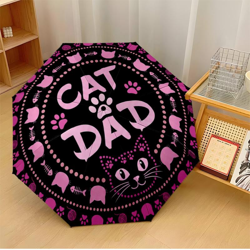 

Cat Circle Illustration Printed umbrella windproof folding umbrella portable sun and rain umbrella suitable for gifting
