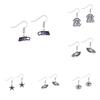 Steelers Heart Pendant Earrings With Crystals For Football Fans Women Jewelry
