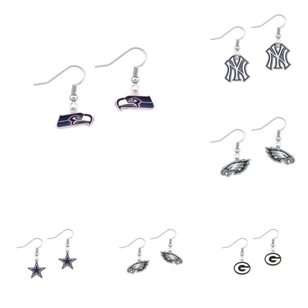 Steelers Heart Pendant Earrings With Crystals For Football Fans Women Jewelry