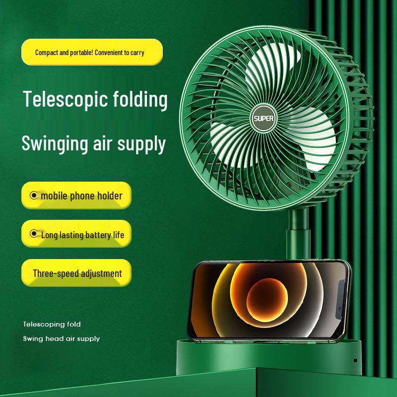 

USB Rechargeable Mini Desktop Folding Fan for Travel and Home Use Plug-in зелёный