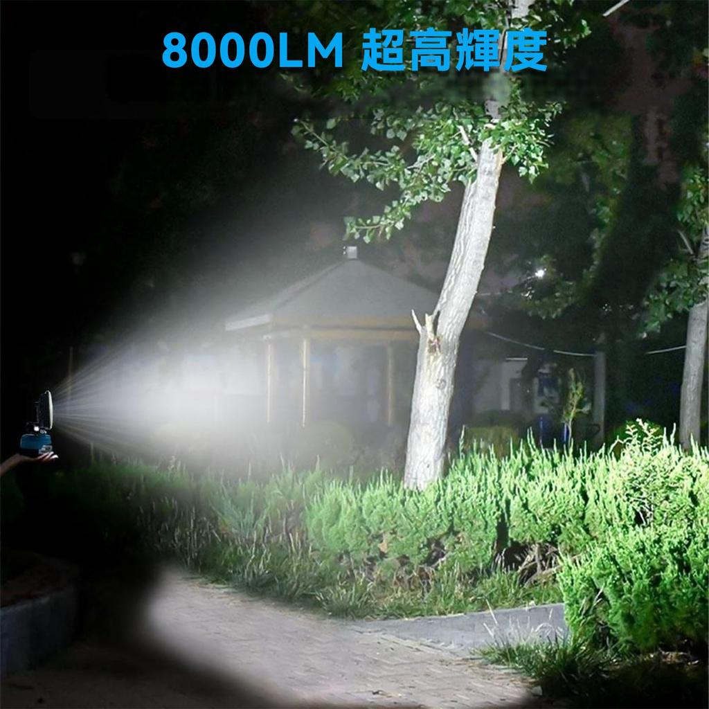 bumxca LED Floodlight [Makita Compatible] Work Light 8000LM Ultra-High Brightness Rechargeable Floodlight [36 LED Chips + 4 High-Brightness Panels]