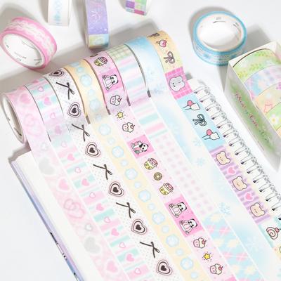 5pcs/box Korean Sweet Cool Cute Decoration Tape Handbook Scrapbooking Collage Material Sticker Roll School Stationery
