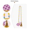 Easter Colorful Wooden Beads Hanging Garland With Plaid Print Rabbit Pendant For Easter Holiday Party