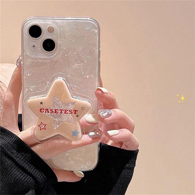 

Корейский лазерный узор ракушки с блестящим звездным кронштейном, мягкий чехол для телефона Iphone 14 12 11 13 Pro Max 11 12 13 14 Защитный чехол for iphone 13