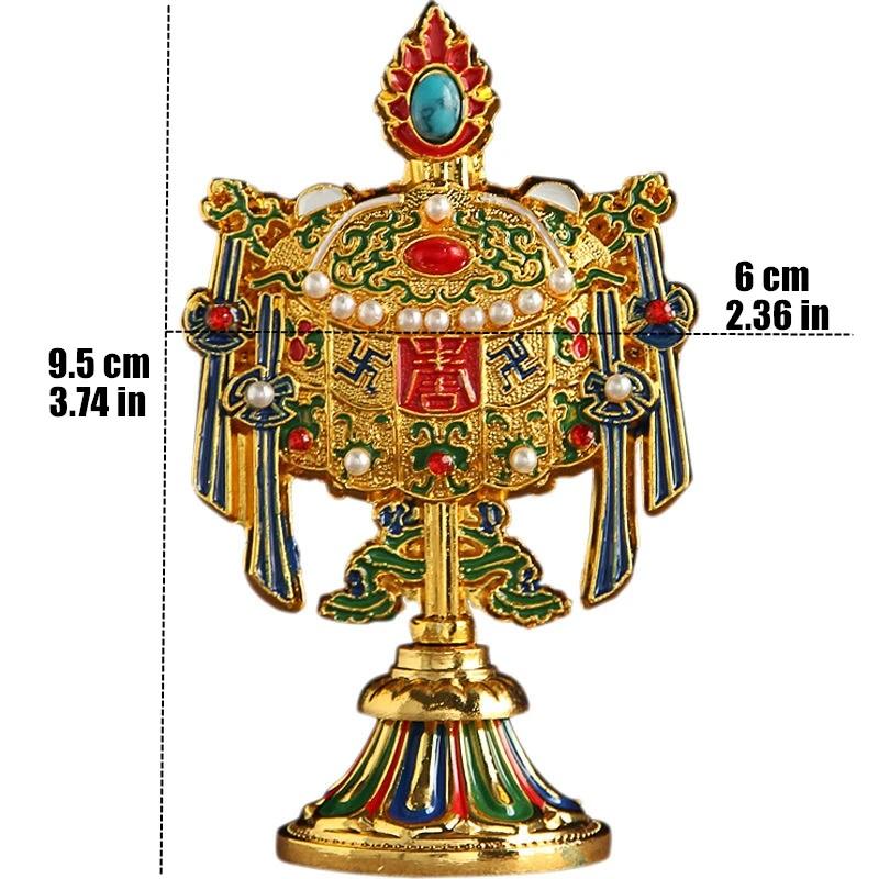 8 Pcs Painted Tibetan Engraved Eight Treasures Auspicious Statue Tantric Alloy Handicraft Buddhism Home Gift Desktop Decorative
