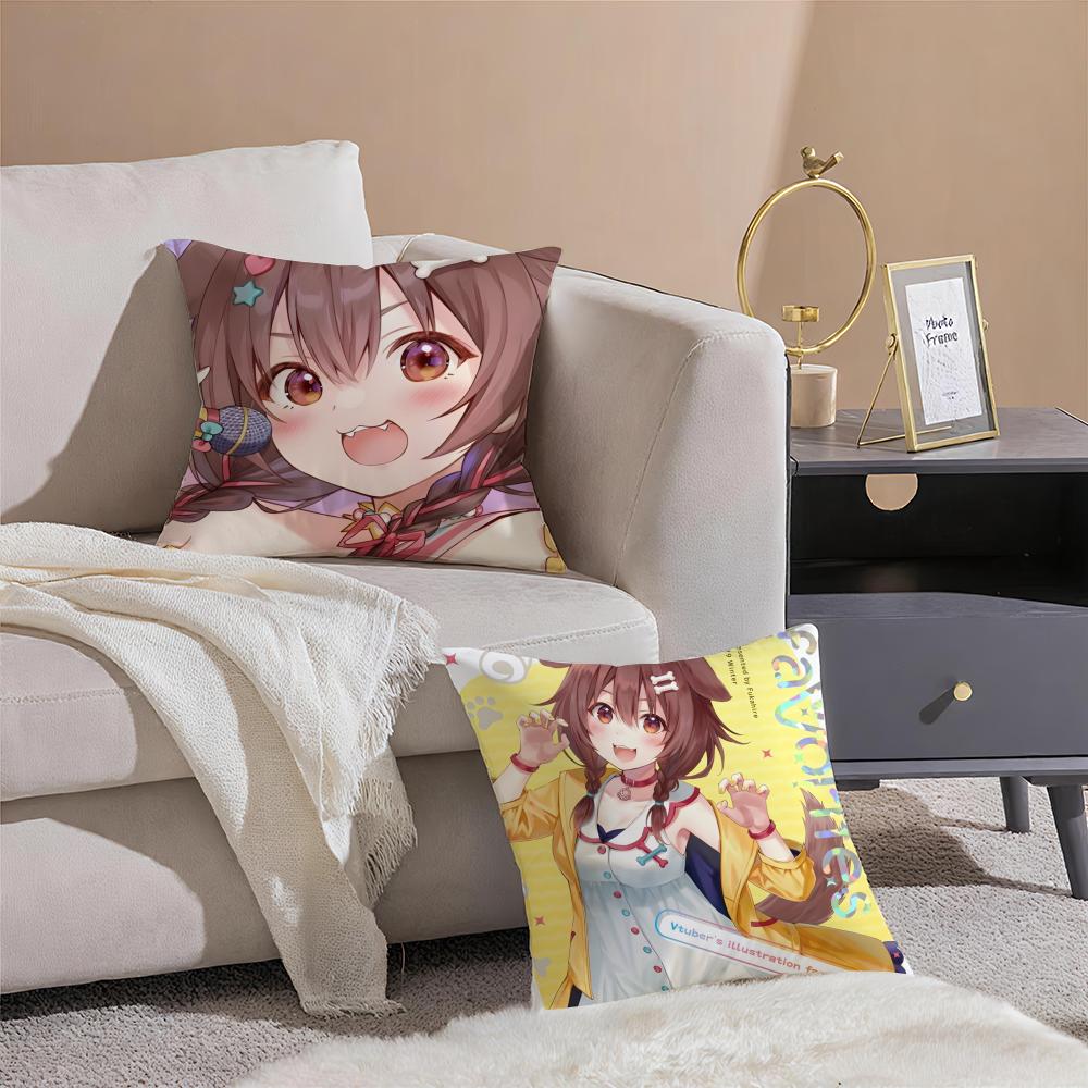 Playful Cute Japanese VTuber IINUGAMI KORONE Cushion Cover Throw Pillow Cover Hidden Button Durable Polyester Chair Cushion