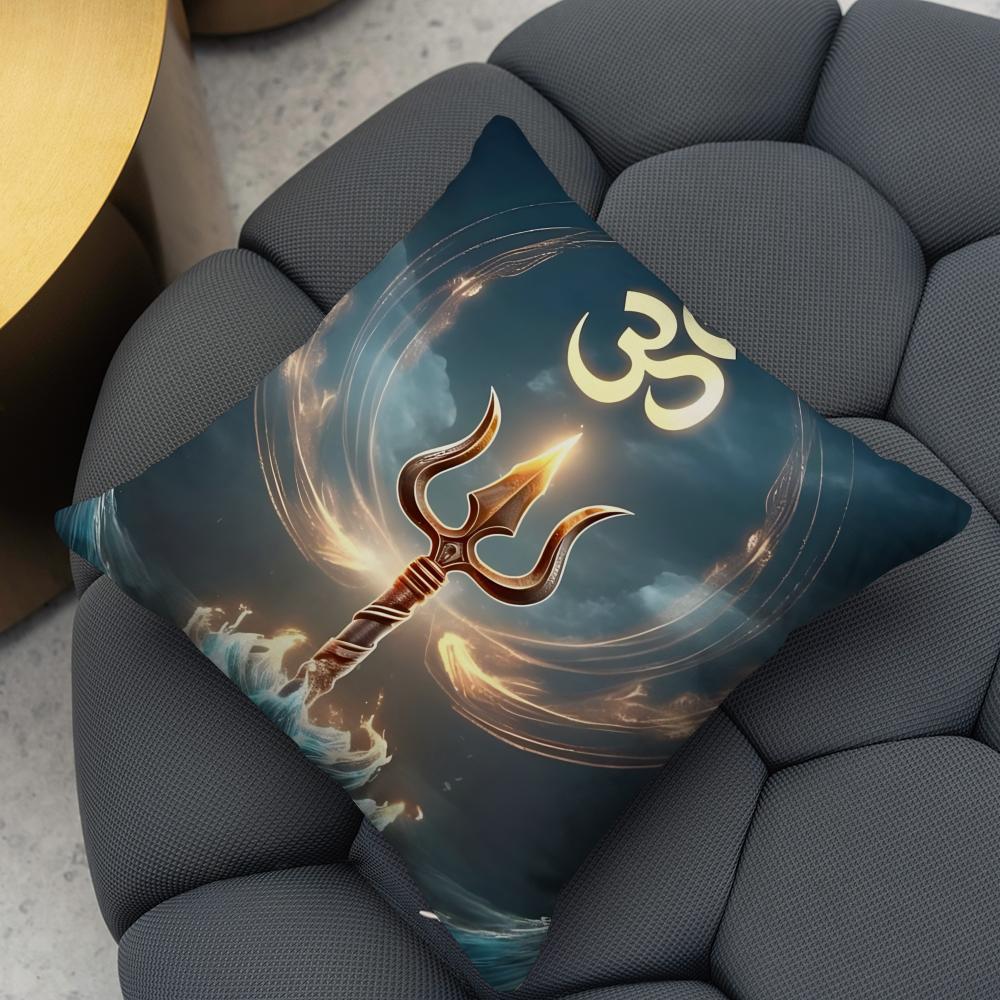 Lord Shiva Hindu God Buddha Cushion Cover Reversible Plush Pillow Cover – For car, sofa, bedroom, perfect as a gift.