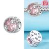 925 Silver Pink Claw Bones Running Dog Pendant Heart Bead Fit Bracelet Women Jewelry Diy Childish Fine Gift