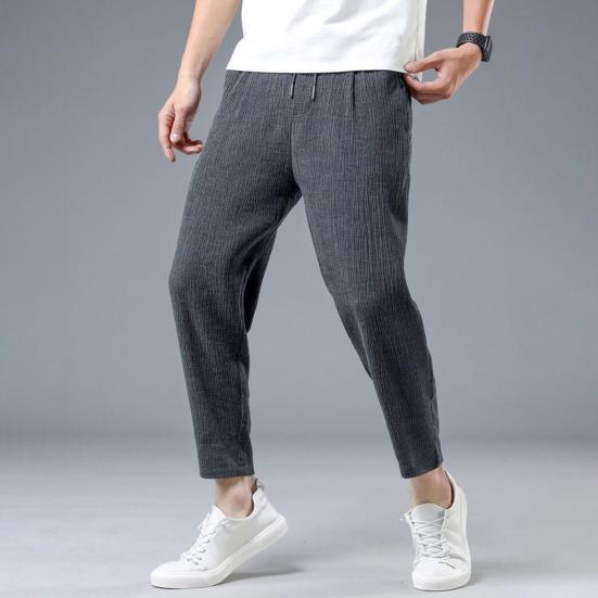 Pánské devítinové kalhoty Stahovací šňůrka Elastický pas Rovná nohavice Volné Jednobarevné Kapsy Nadměrná velikost Denní nošení Ležérní Sportovní kalhoty Dlouhé tepláky