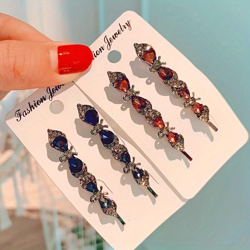 Stylish Minimalist Single Prong Crystal Frog Clip Elegant Side Hairpin Rhinestone Headpiece Women's Hairstyle Accessory for Festivals, Weddings, Parti