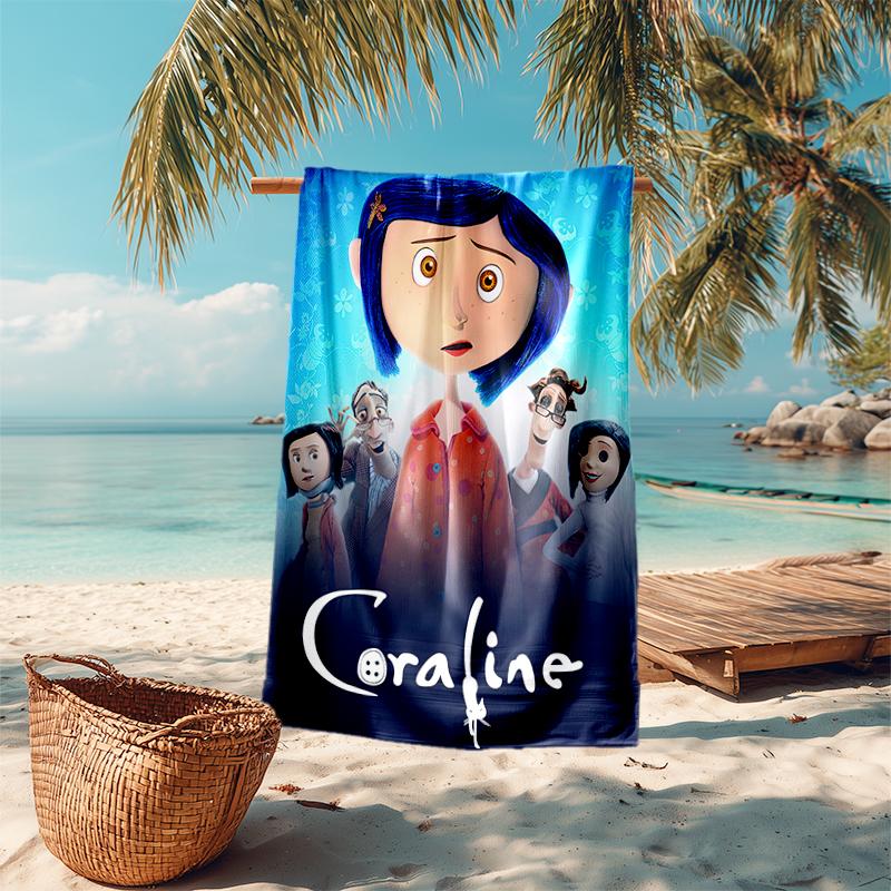 Coraline Beach Towel Outdoor Camping Beach Towel for Vacation Swim Outdoor Pool Absorbent Bath Towel