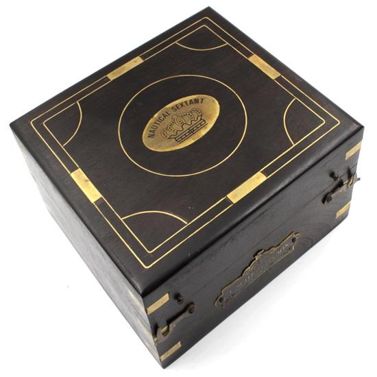 J. Scott London Brass Ship History Sextant with Hardwood Box.  Solid  Brass  Functional Maritime Sextant  Nautical Navy Decor Gifts