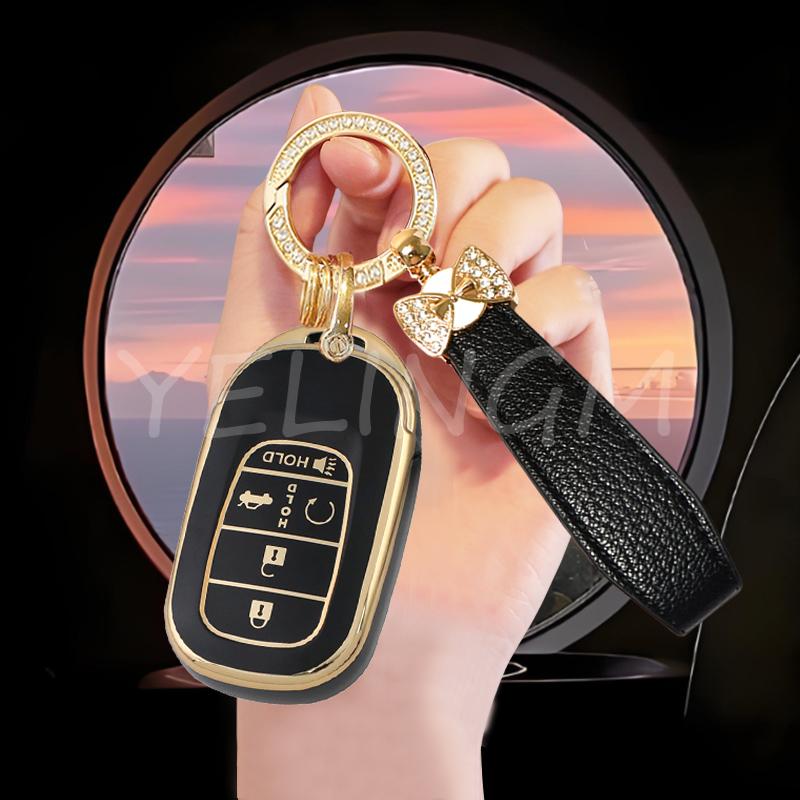 5 Buttons Auto Soft Tpu Car Key Case Cover For Honda Civic Accord Hr-V Cr-V Crv   Shell Fob Holder Car Accessories