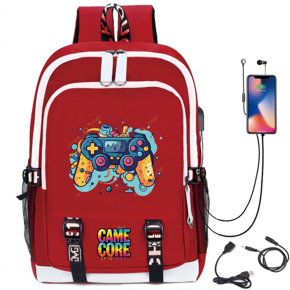 Digital Printing Gamepad Pattern Backpack Cartoon Elementary School Bag Large Capacity Usb Backpack