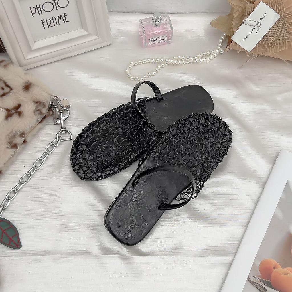 2025 summer new hollow sandals women's summer outer wear high-end flat-soled sandals comfortable outer wear soft-soled women's shoes