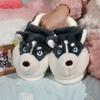 Fashion Women Indoor Cotton Slippers Cute Cartoon Dog Winter Warm Shoes Couples Home Floor Slides Anti-slip  Female Male House Footwear