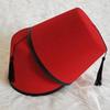Round Felt Fez Cap Moroccan Hat Red Color Tarboosh Fez Hat Cosplay Ottoman Turkish Tassels Cap Festival Supplies