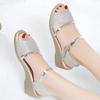 sandalias femininas women fashion silver peep toe sexy party night club wedge heel sandals lady golden comfort heel shoes ba390