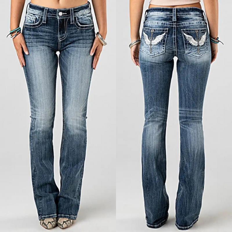 2026 Neue bestickte Damen-Jeans mit hohem Bund, lässige, vielseitige, schmal geschnittene Hosen