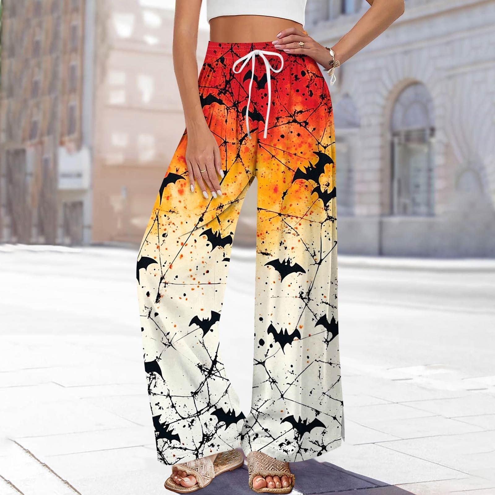 

Женские брюки с принтом и широкими штанинами, с карманами, с высокой талией, на кулиске, свободные, повседневные M