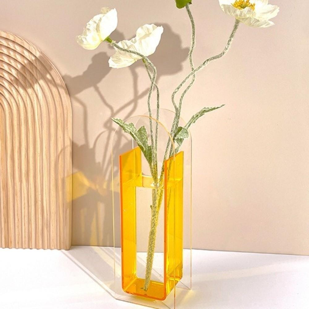 Geometric Acrylic Vase Modern Flower Container Minimalist Hydroponic Planter  Tabletop Decoration