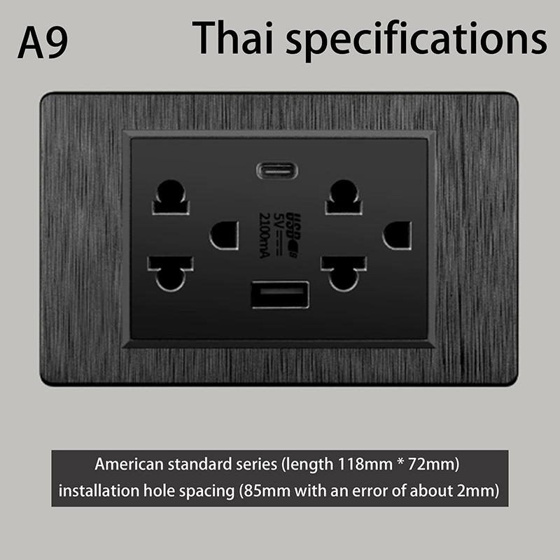 5V 2.1A Usb Type-C Charger Thailand Standard 118Mm Household Panel Thai Universal Wall Switch Power Switch Socket Series