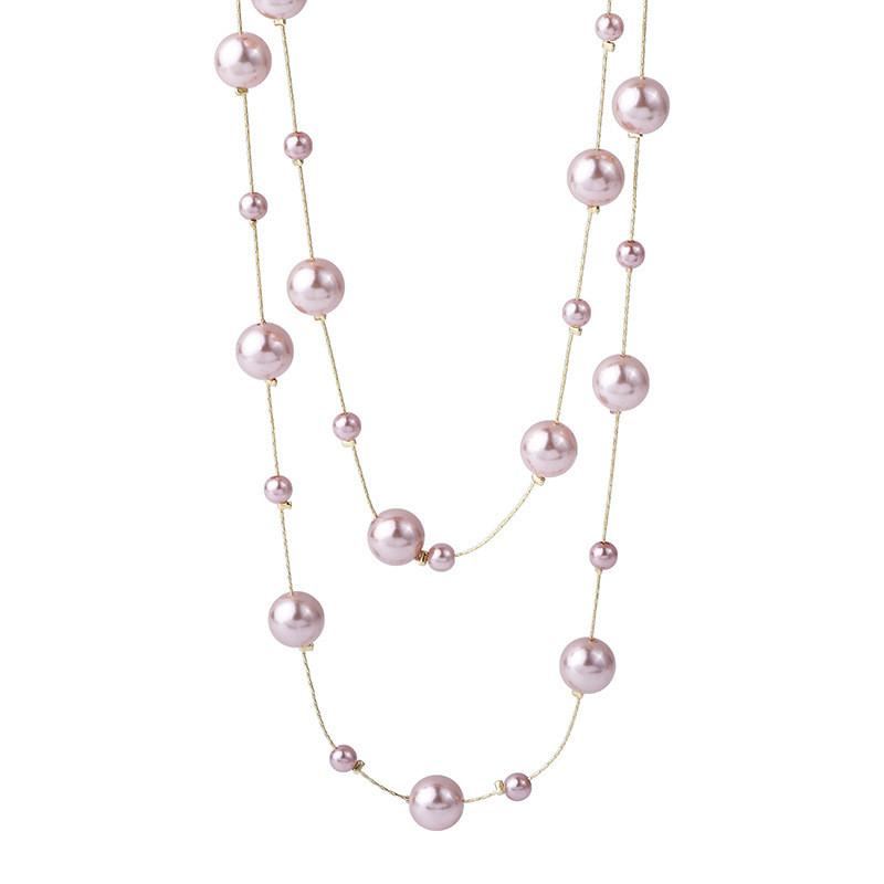 Long Pearl Fashion Necklace For Women With Wave Design For Winter Fashion Accessories