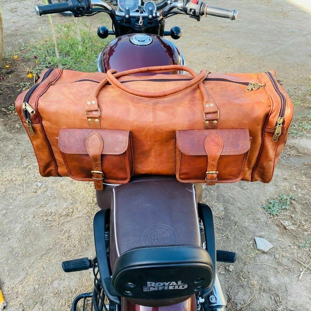 Hnědá Duffel Gym Genuine Vintage Nová kožená cestovní taška na kozí zavazadla