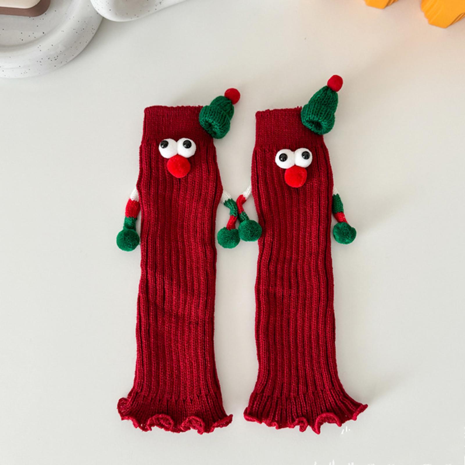 

Милый рождественский подарок для родителя и ребенка, забавные магнитные носки, держащиеся за руки, детские махровые носки для родителя и ребенка ангольского красного цвета One Size красный