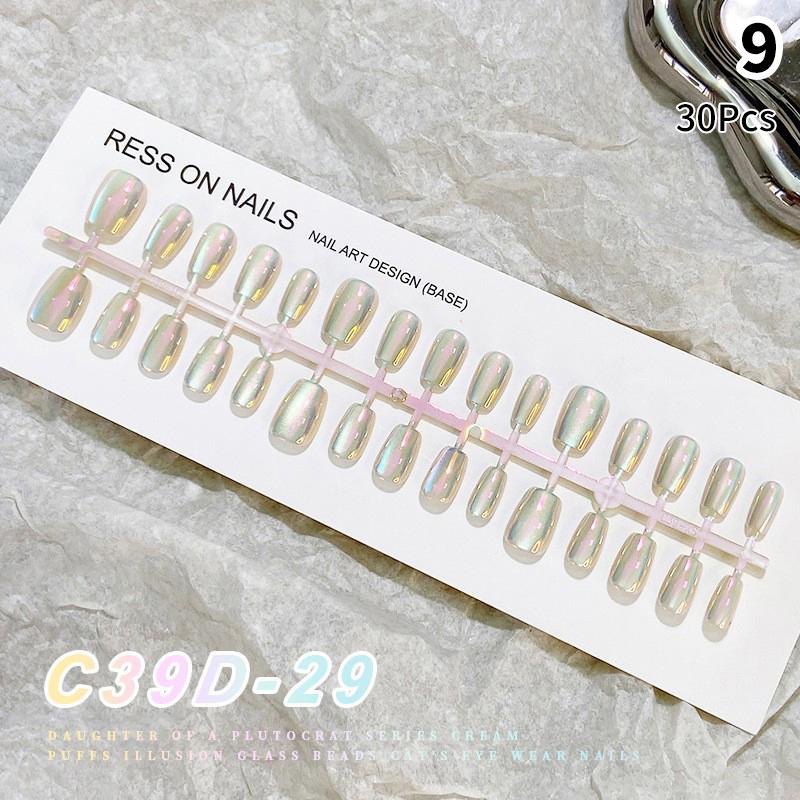 

30 шт. Накладные ногти Аврора Французский стиль Кошачий глаз Накладные Полное покрытие Искусственные Накладные ногти Не нужно подпиливать Накладные ногти для подарков