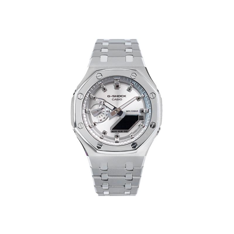 

CASIO Unisex Liquid Crystal,Analog Dual Display Series 48.5mm Silver Watch GA-2100FF-8A(Watch8--)