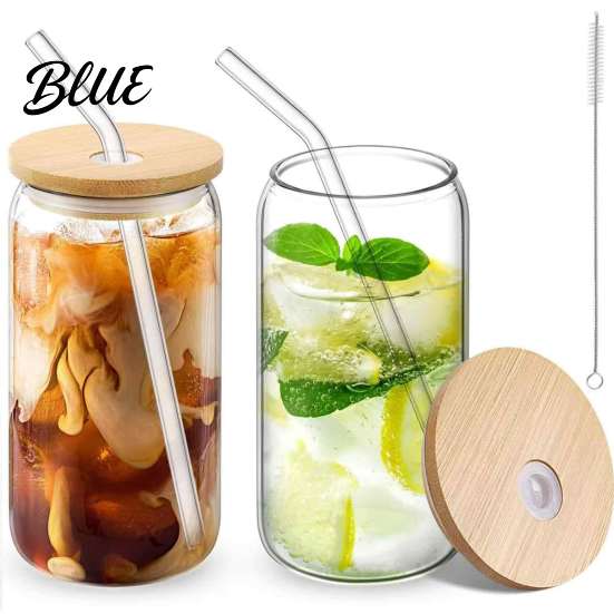 Clear Glass Tumbler Resistant Borosilicate Cup Bamboo with for Milkshake Lid Heat Tumbler Retro Mason Eco Friendly Water Bottle