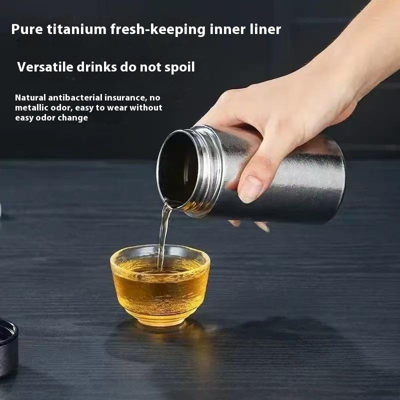 New Insulated Cup Men&Women Water Cup Portable Tea Cup Business Office Cup Titanium Cup Hot and Cold Pure Titanium Insulation Bottle