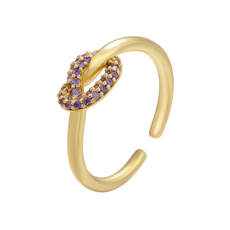 Gold- Twisted Crystal Ring CZ Zircon Gold-plated Brass for Women's Ring Simple Ring Jewelry :VJ293