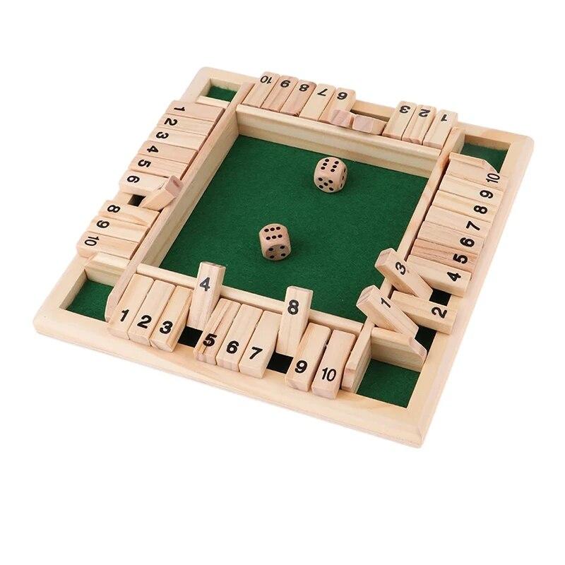 Deluxe Four Sided 10 Numbers Shut The Box Board Game Set Dice Party Club Drinking Games For Adults Families