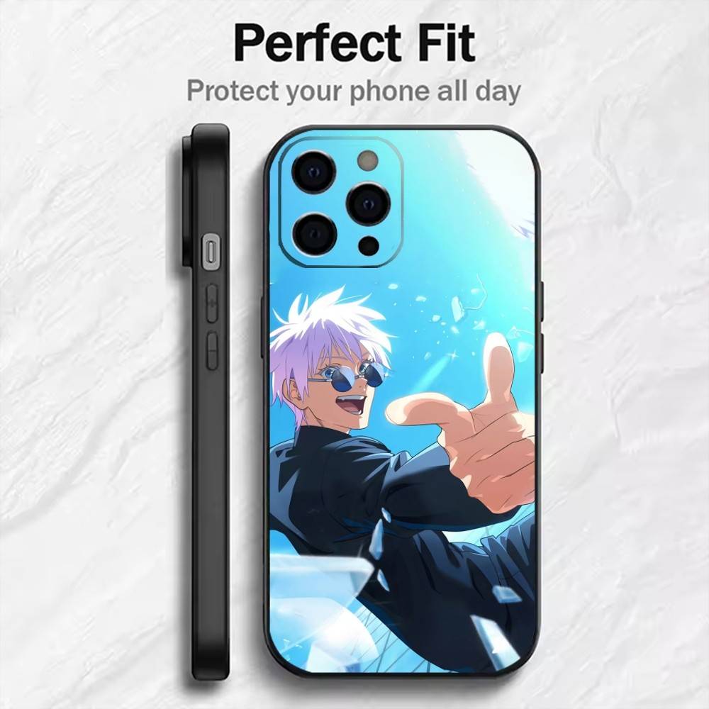 Hot-Blood Gojo Satoru J-Jujutsu Kaisen Phone Case For iPhone17,16,15,14,13,12 Plus,Max Soft Silicone Black Cover