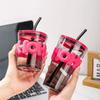 Strohhalm Glasbecher für weibliches Paar Student Wasserbecher isoliert verbrühungsfest Haushalt Kaffeetasse tragbar kreativ hochwertig