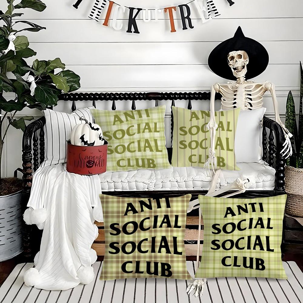 Cool A-Anti Social Social Club Pillow Case Printing Pillowcase Living Room Sofa Cushion Cover Bedroom Room Decor