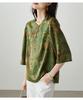 New Chinese style printed seven quarter sleeved shirt for women, 2026 spring temperament, versatile commuting loose top