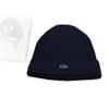 Unisex Ribbed Wool Knit Beanie with Crocodile Embroidery - Solid Color Winter Hat