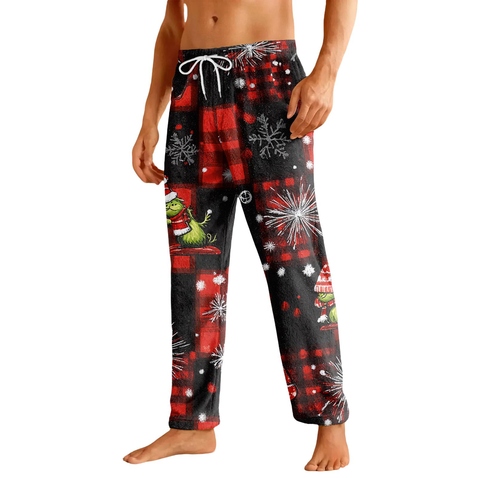 

Men s Drawstring Pocket Flannel Casual Pants L