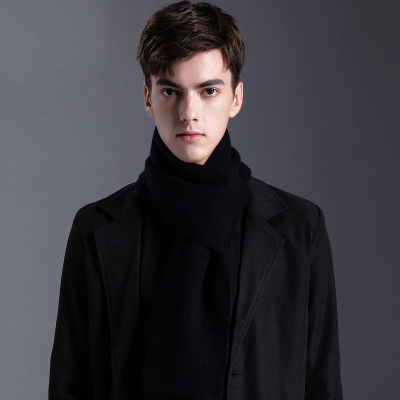 Classic Solid Simple Bussiness Scarf Men Windproof  Warm Luxury Brand Scarves Male Wool Blend Thickened Muffler Fall Winter Gent