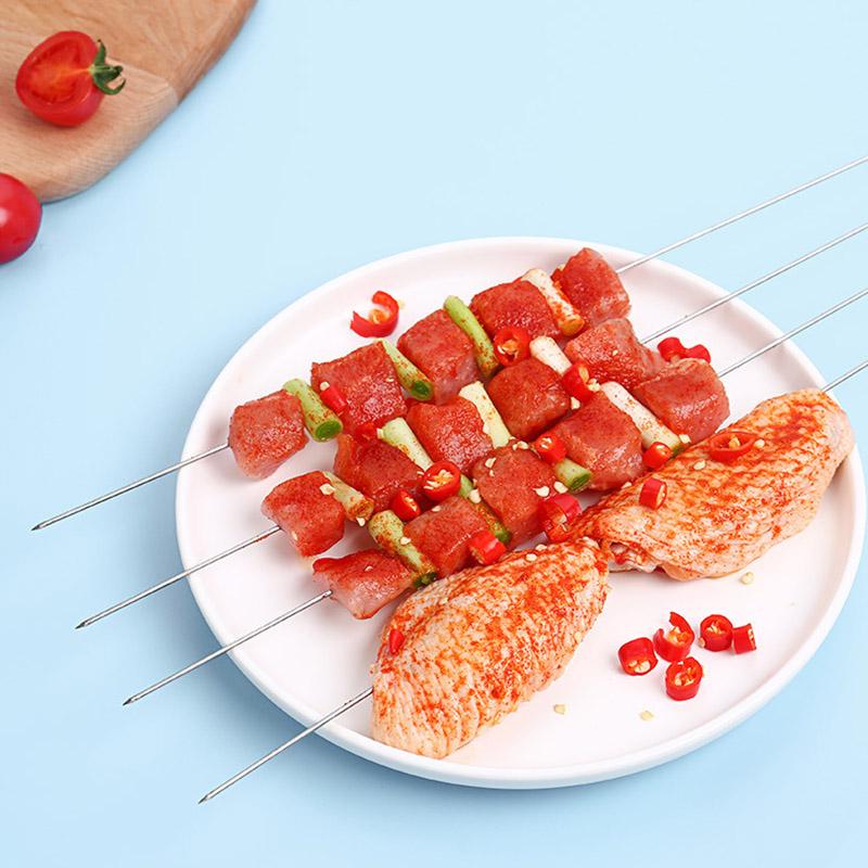 10/20Pcs Stainless Steel Barbecue Skewer Reusable BBQ Skewers Kebab Iron Stick For Outdoor Camping Picnic Tools Cooking Tools