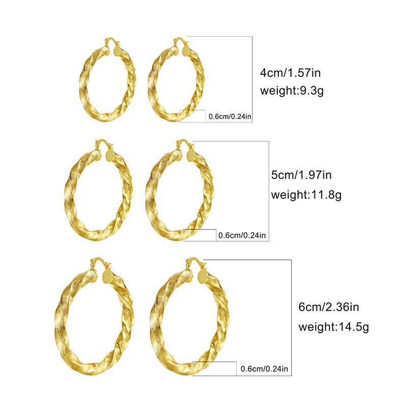 Gold and Silver Twisted Pattern Large Hoop Earrings - European Style Luxurious Fashion Accessories for Women