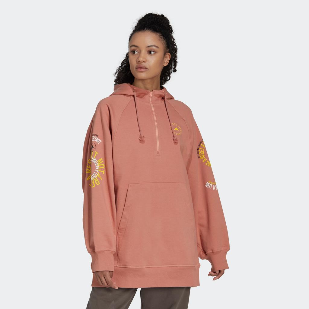 Adidas Stella McCartney Pull On Loose Fit Long Sleeve Hooded Sweatshirt Unisex Sweatshirt Red Pink IB5899