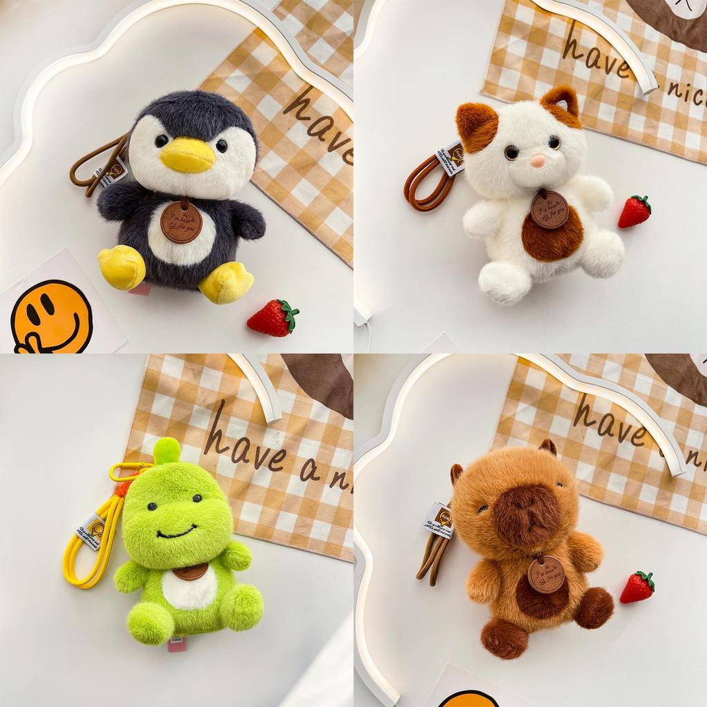Cartoon Dog Capybara Elephant Bear Dinosaur Cat Plush Toy Keychain For Gift Giving