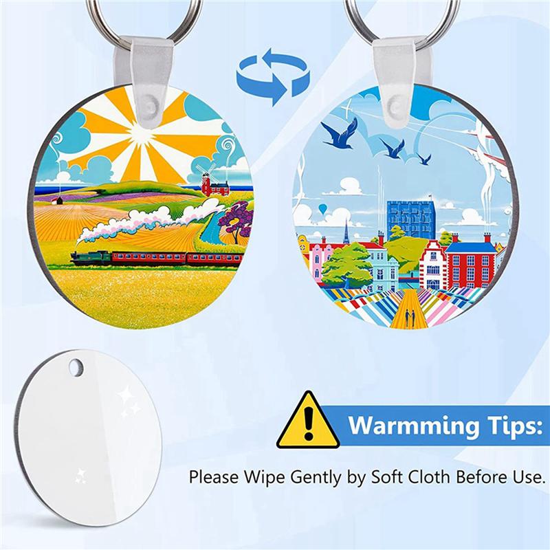 ABWR-300Pcs MDF Sublimation Blanks Keychain Bulk, Sublimation Keychain Blanks With Key Ring Double-Sided For DIY Craft Making